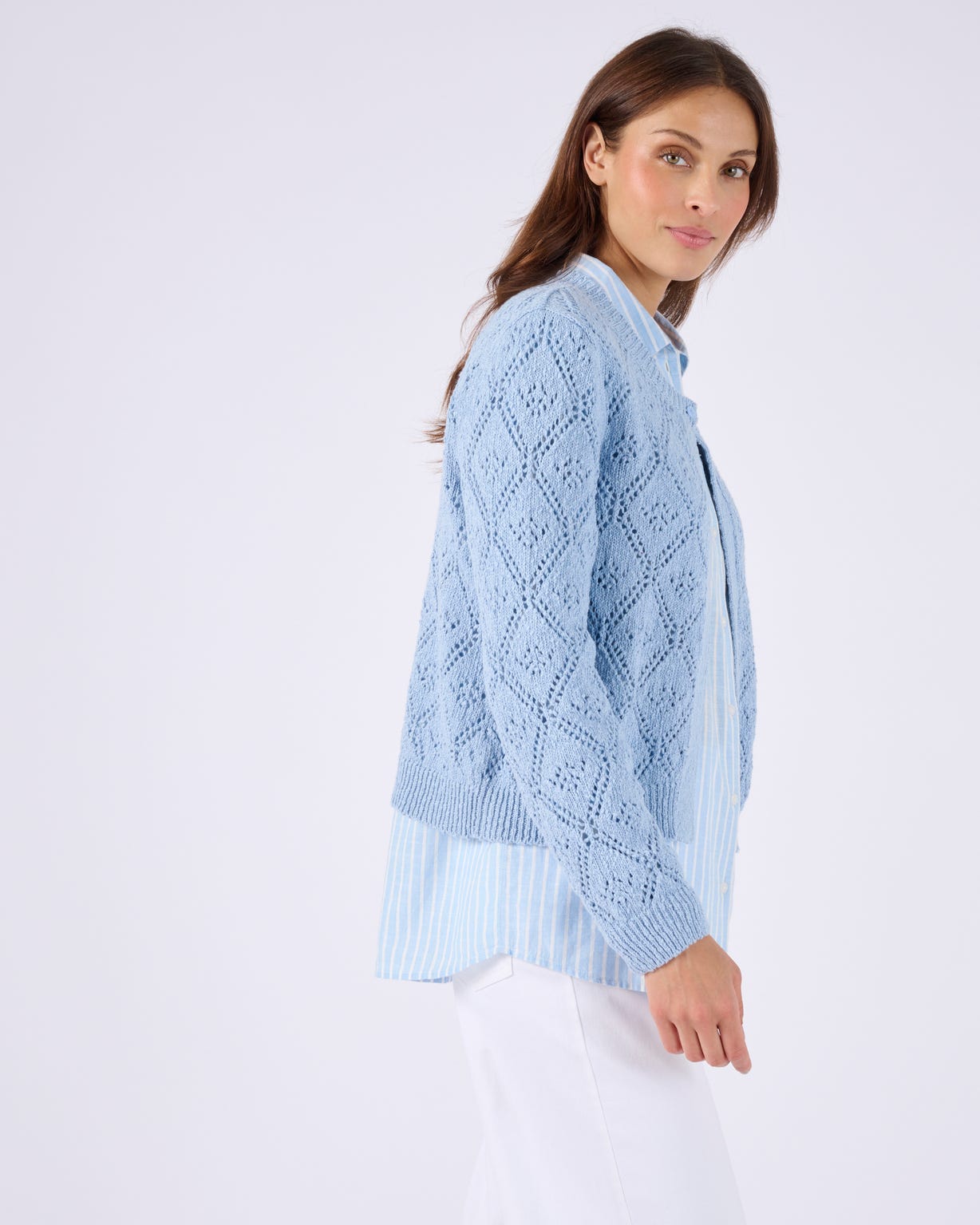 Cardigan ajouré fil ruban