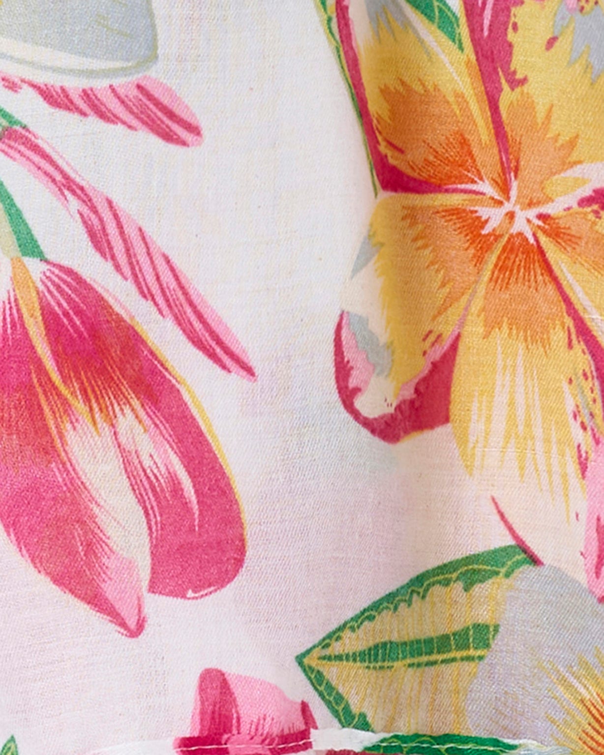 Foulard voile fleurs tropicales.