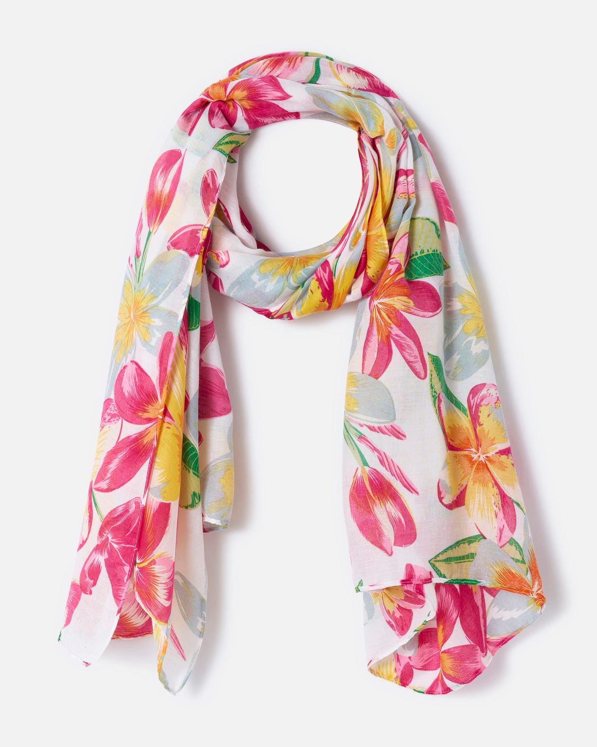 Foulard voile fleurs tropicales.