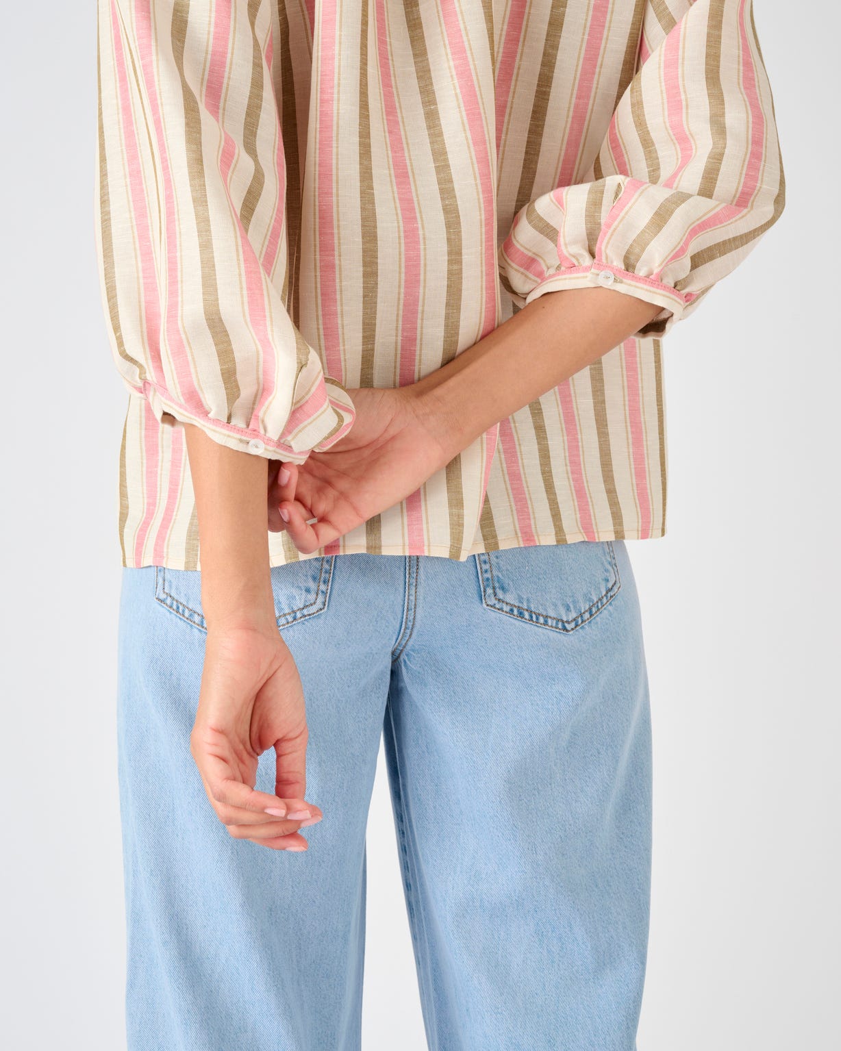 Blouse rayée mélange lin et viscose