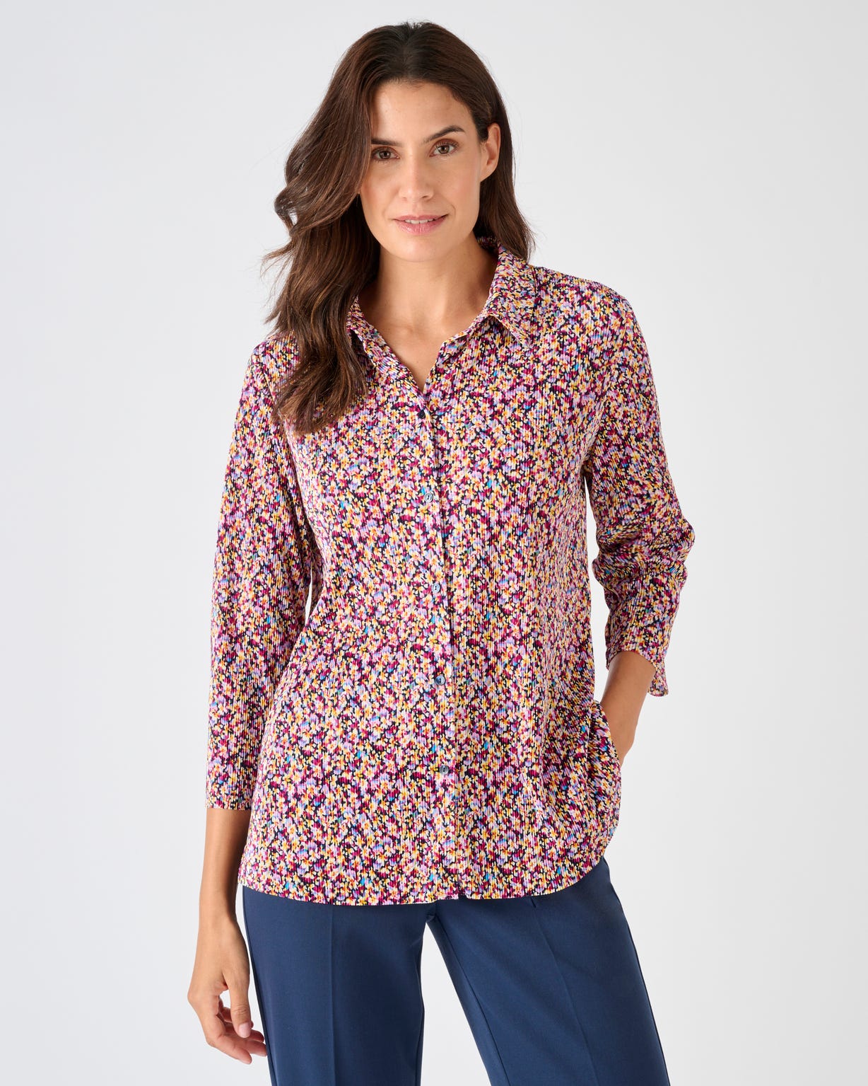 Chemisier imprimé plissé permanent