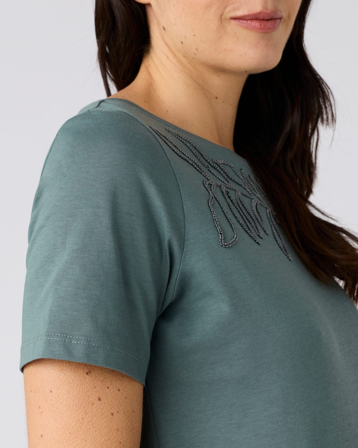 T-shirt broderie et sequins pur coton