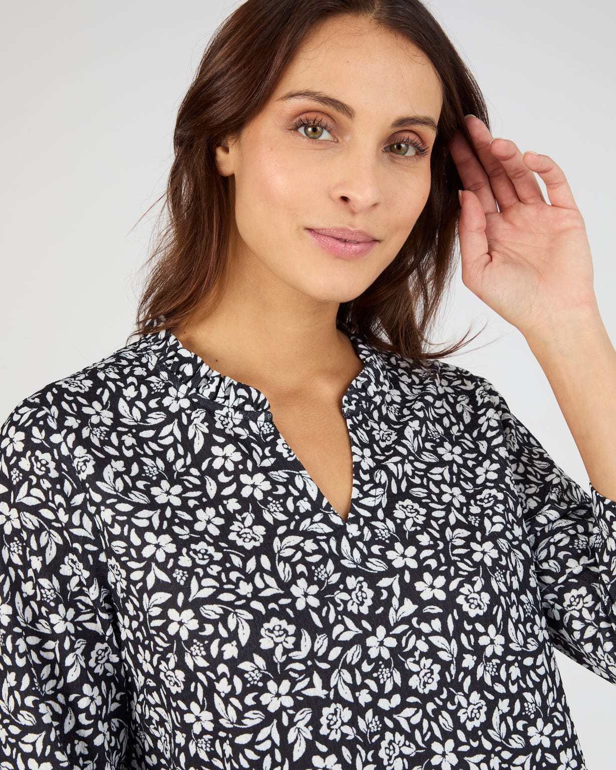 T-shirt maille texturée fleurie