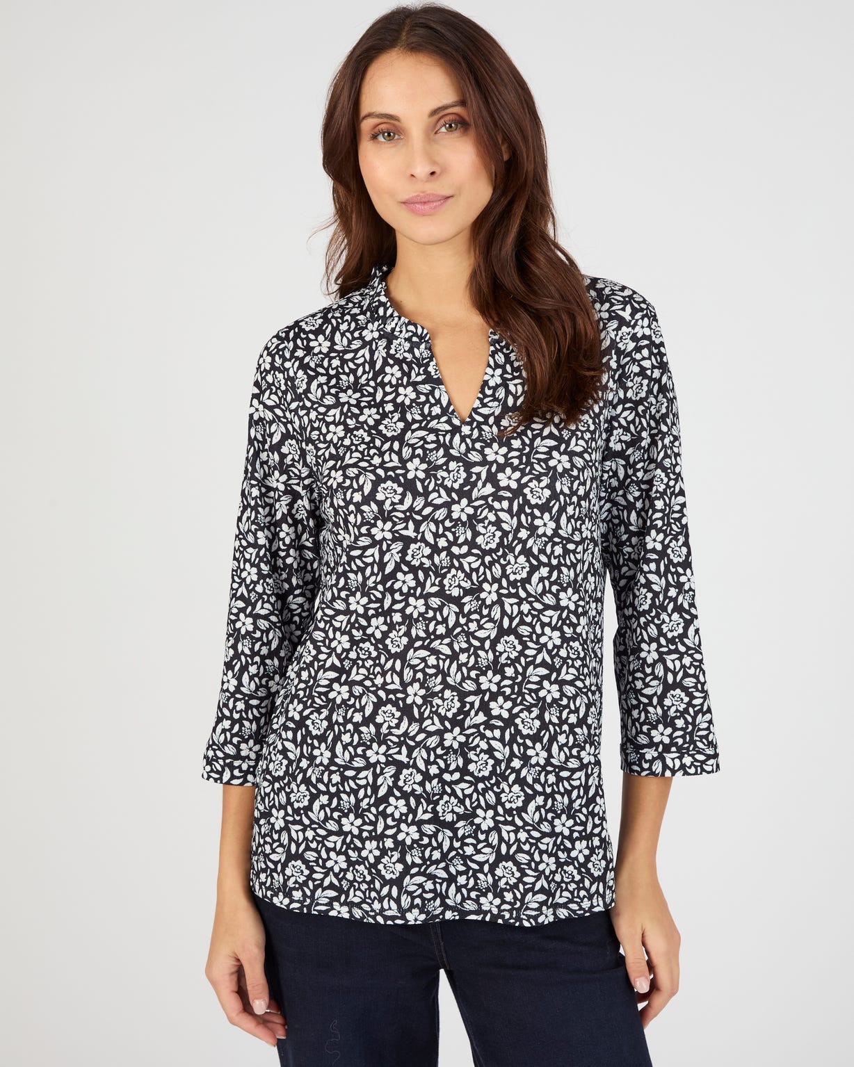 T-shirt maille texturée fleurie