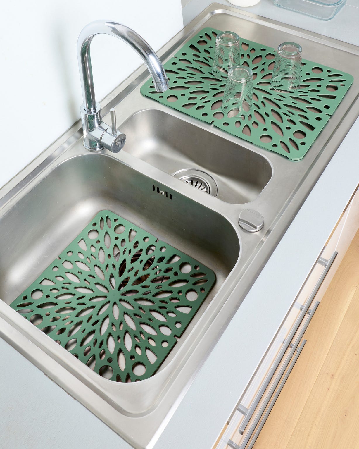 Lot de 2 tapis fond d'évier en élastomère antidérapant