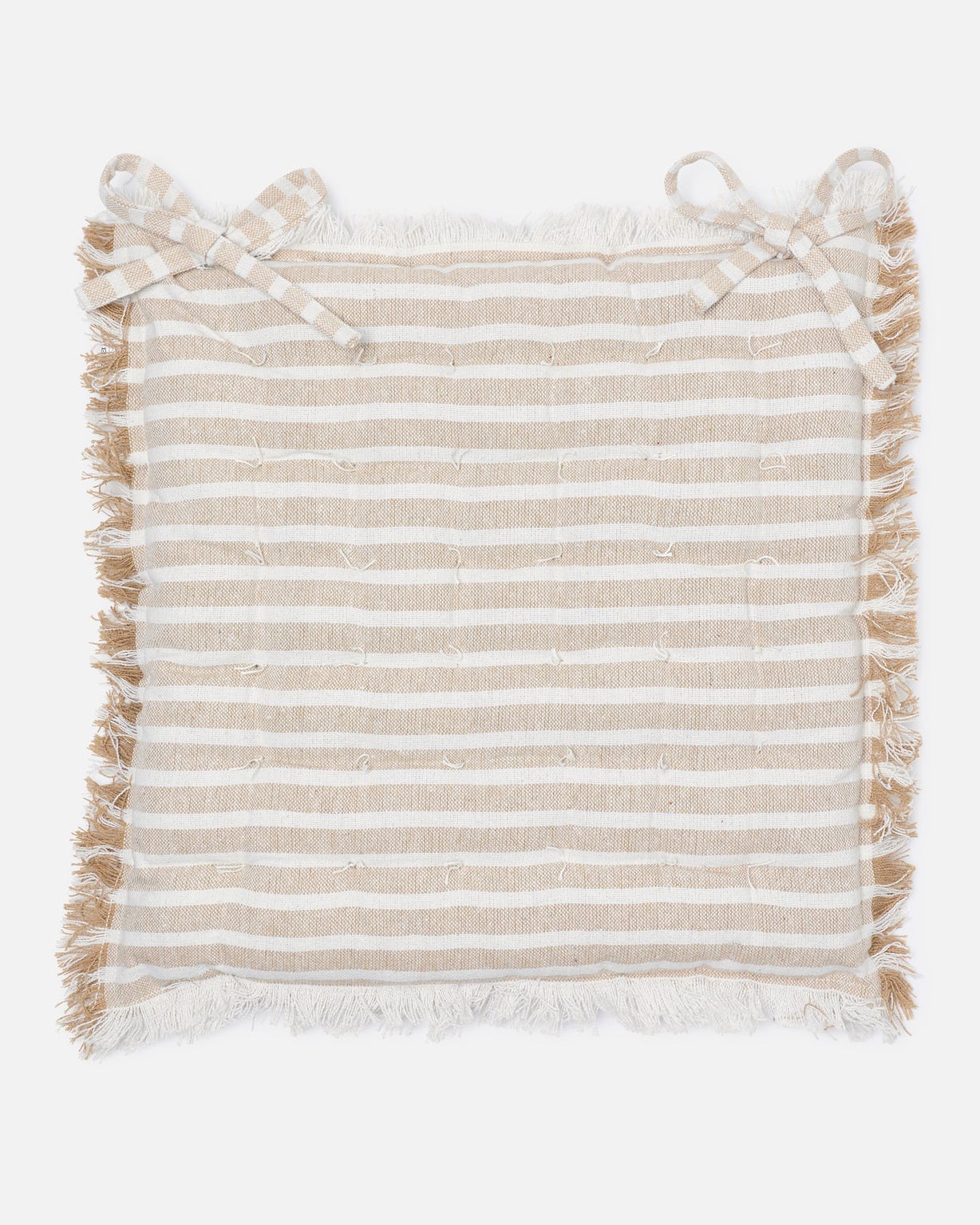 Galette de chaise rayée à franges