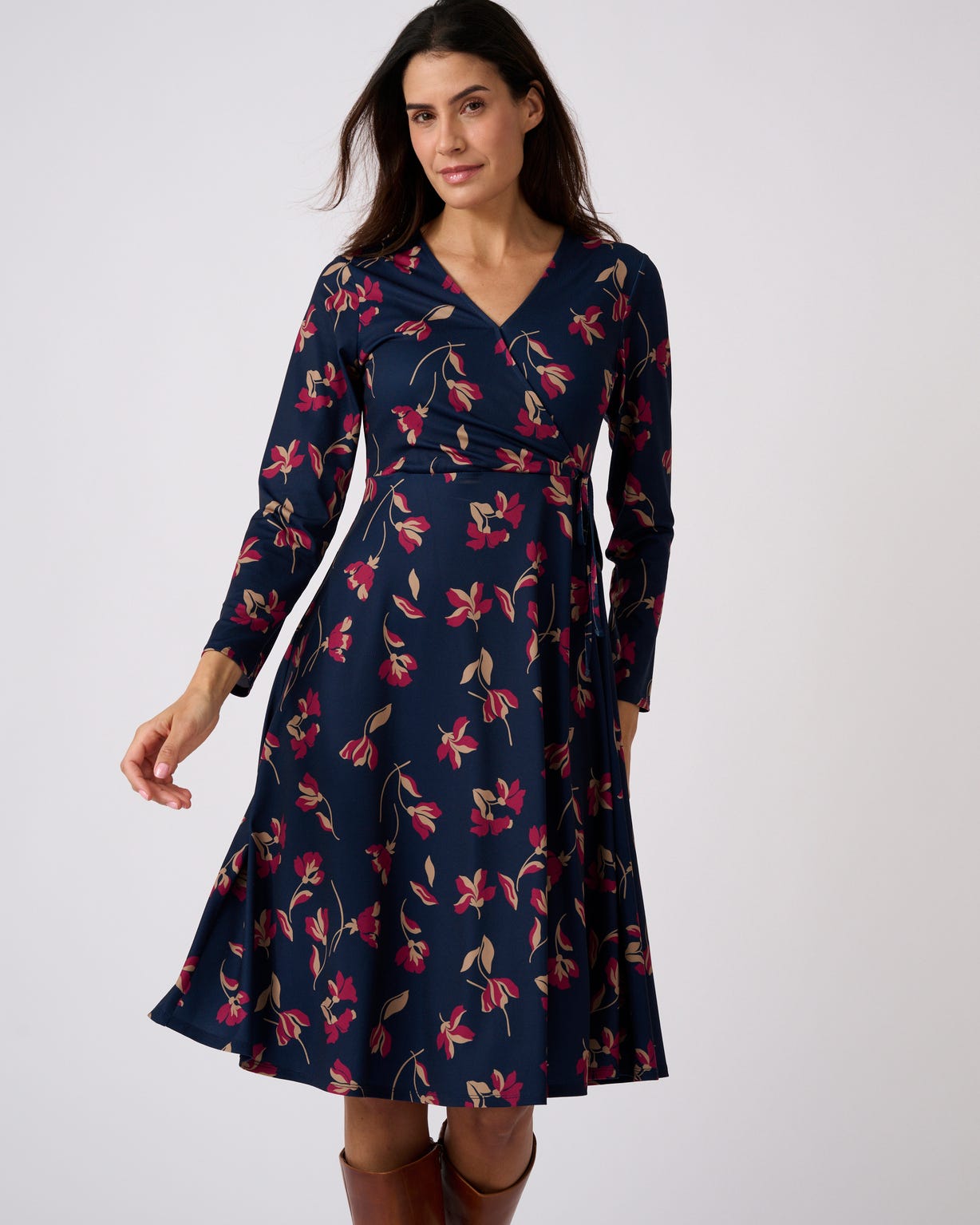 Robe maille crêpe effet cache-coeur