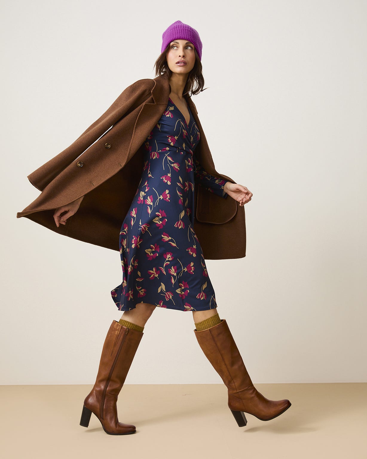 Robe maille crêpe effet cache-coeur