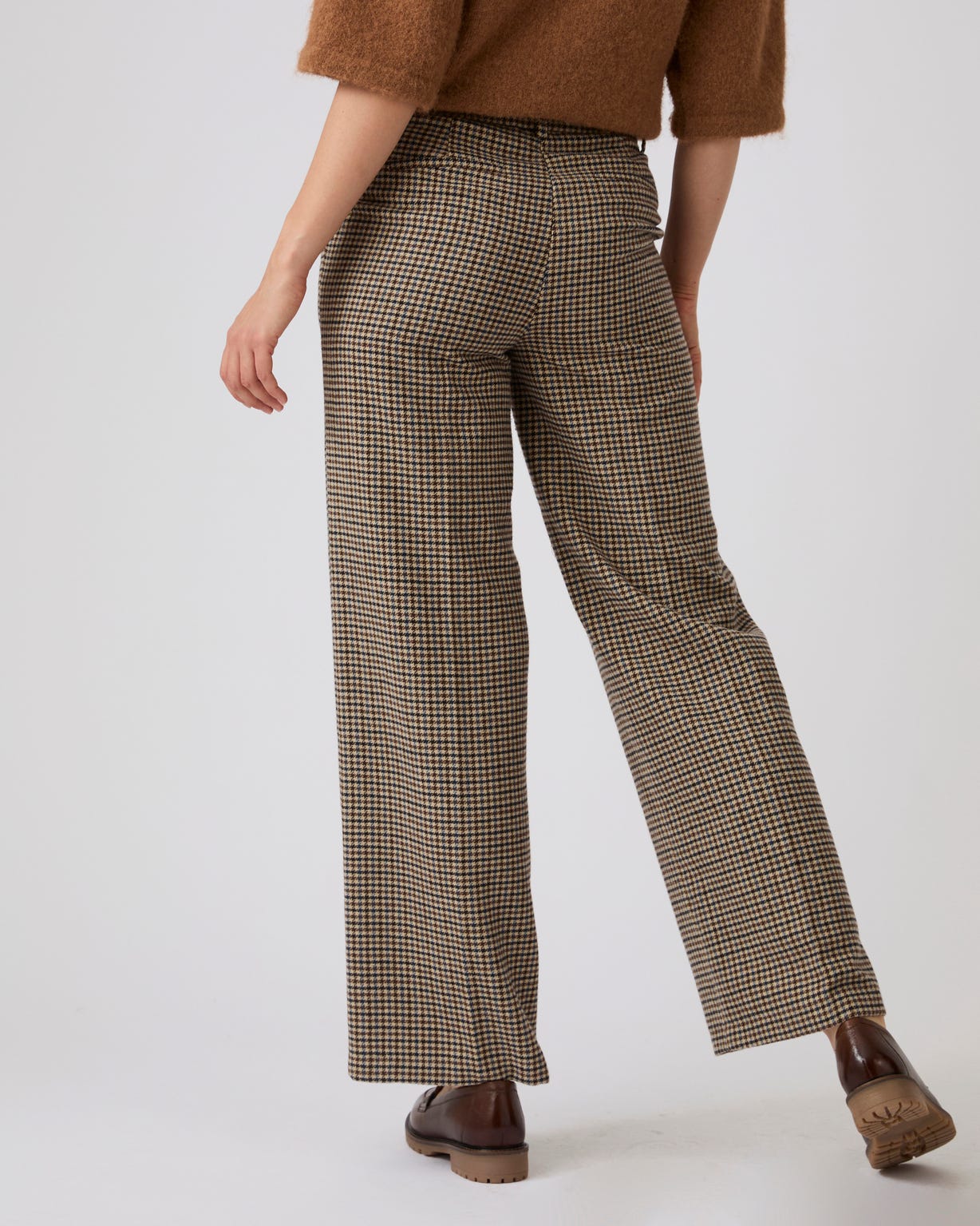 Pantalon large motif pied-de-poule