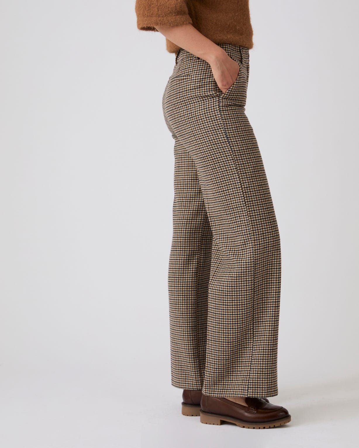Pantalon large motif pied-de-poule