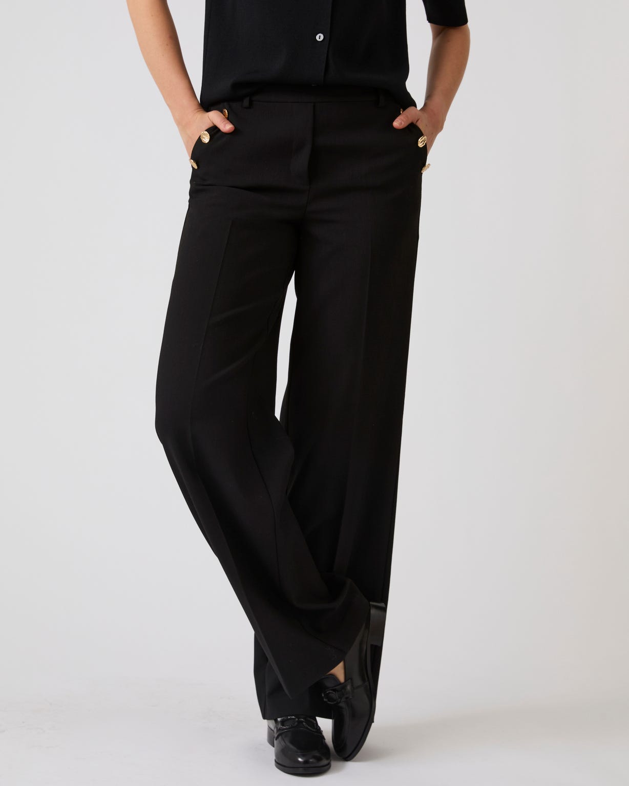 Pantalon large effet pont