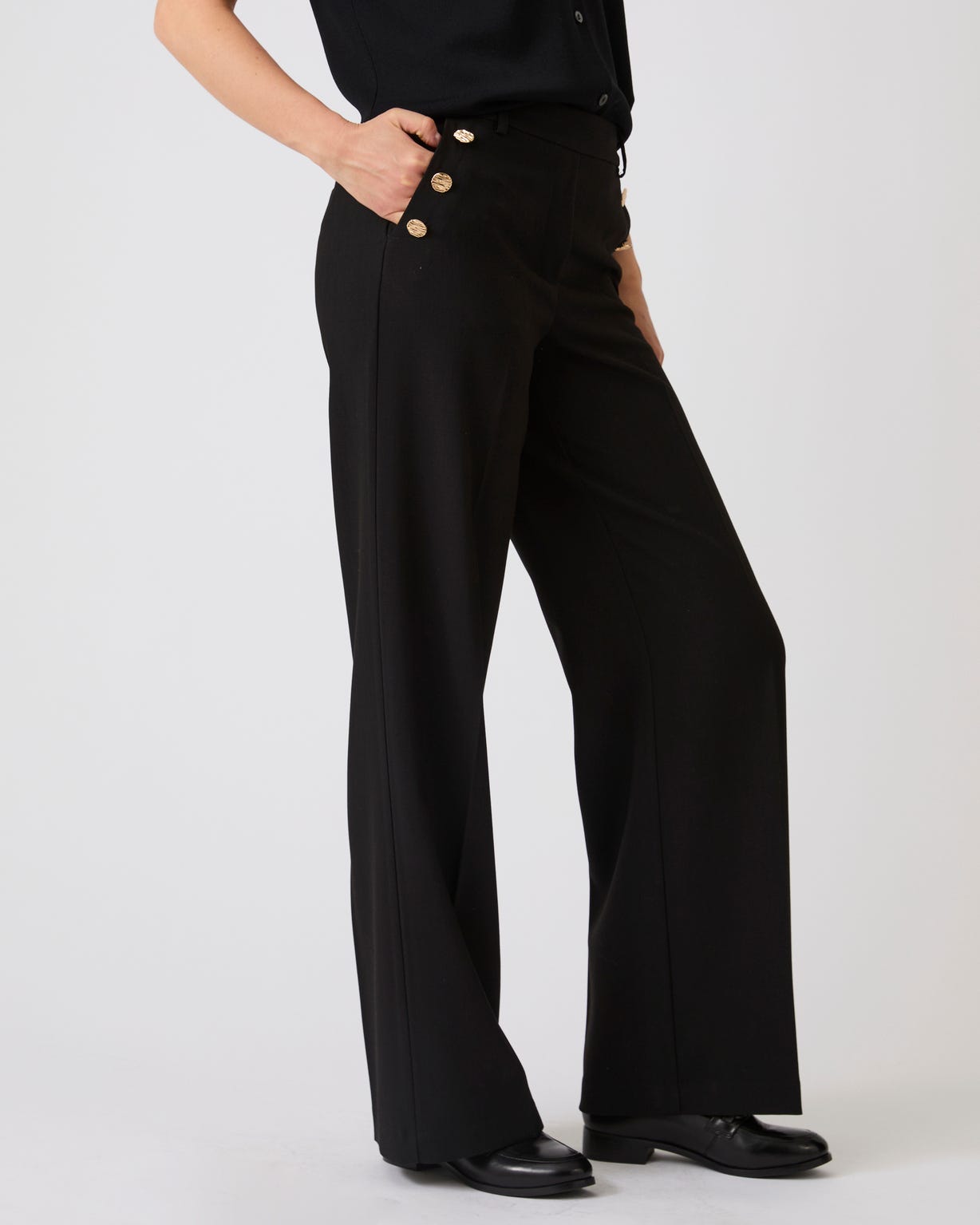 Pantalon large effet pont