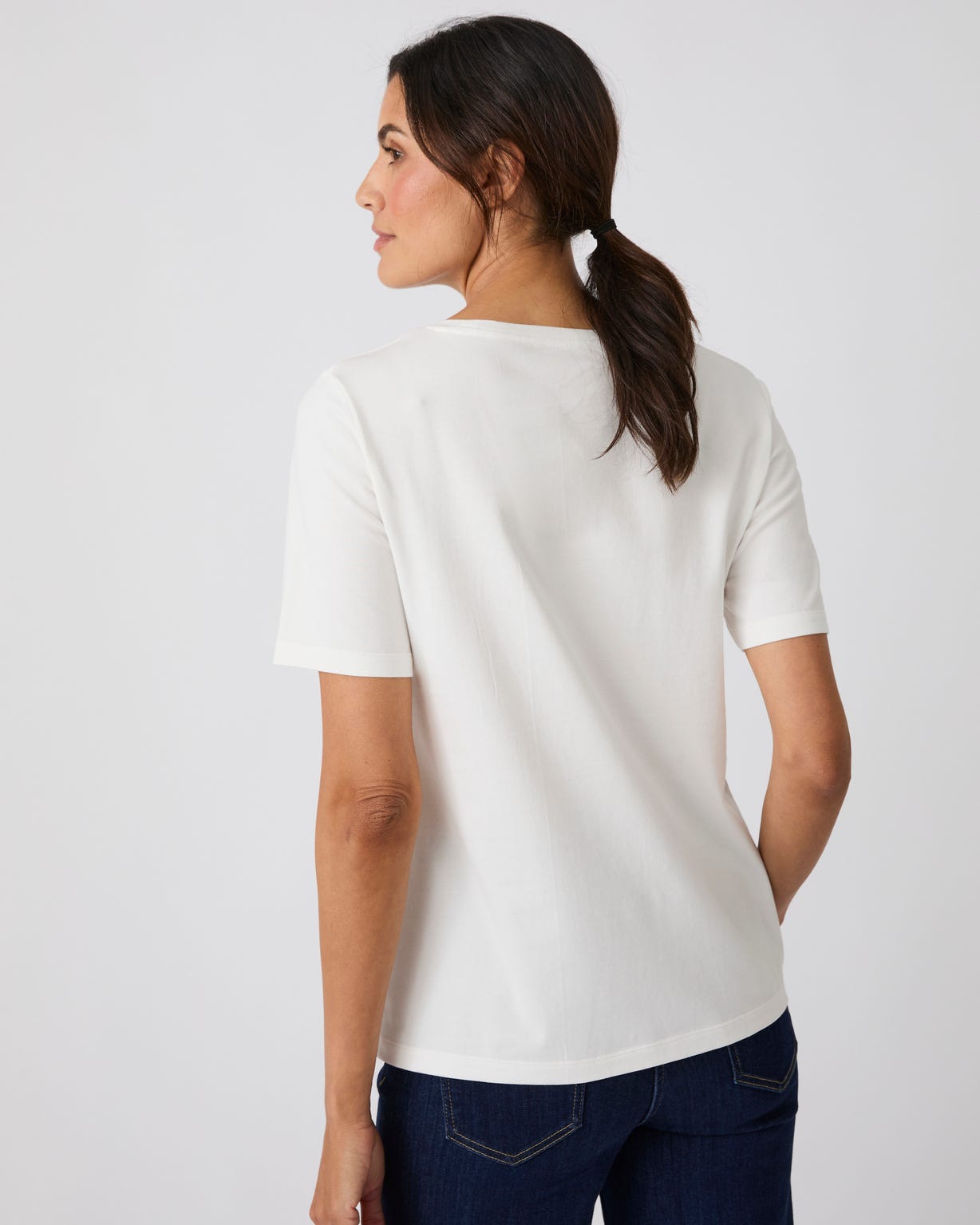 T-shirt motif imprimé avec perles fantaisie