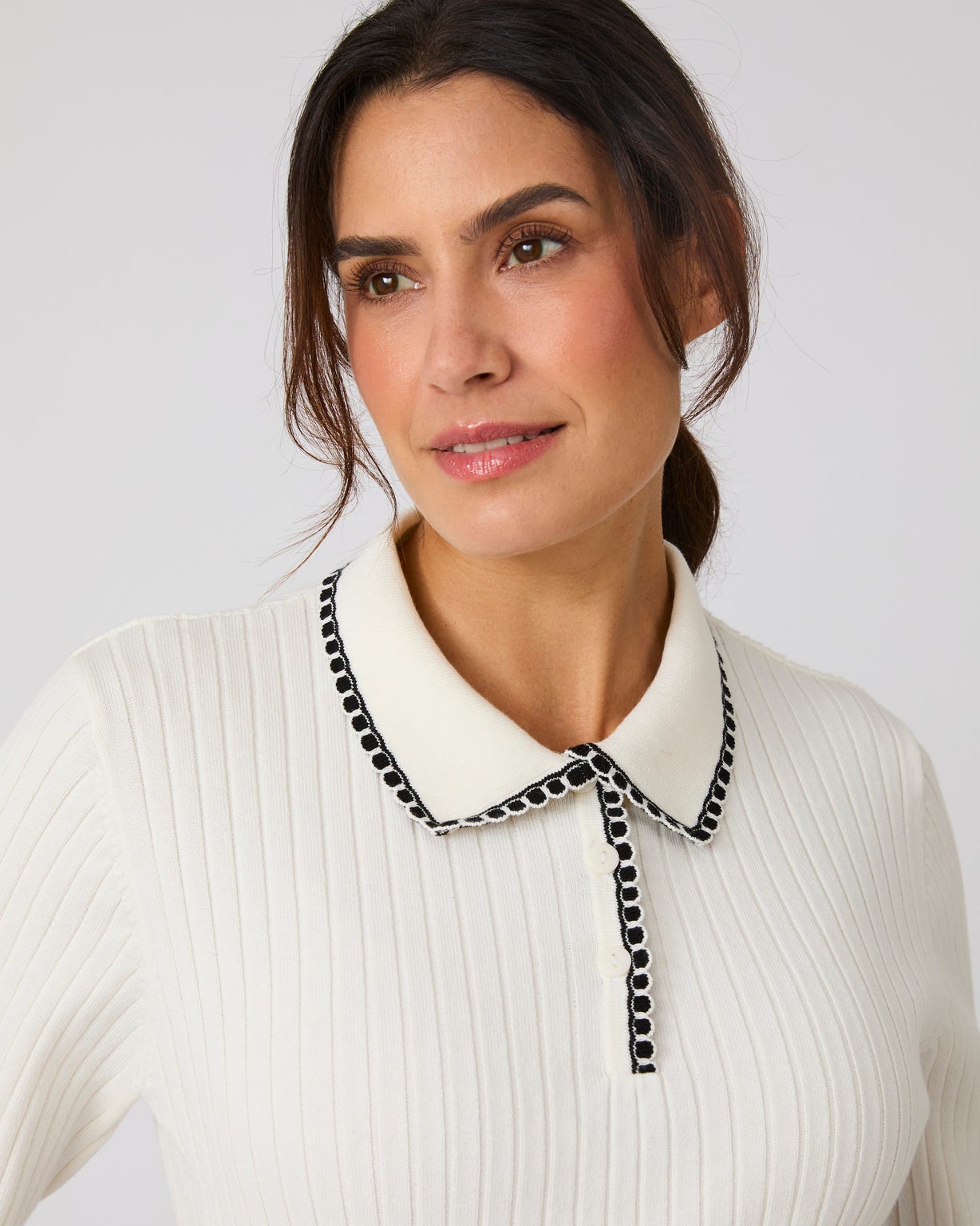 Pull col polo maille côtelée