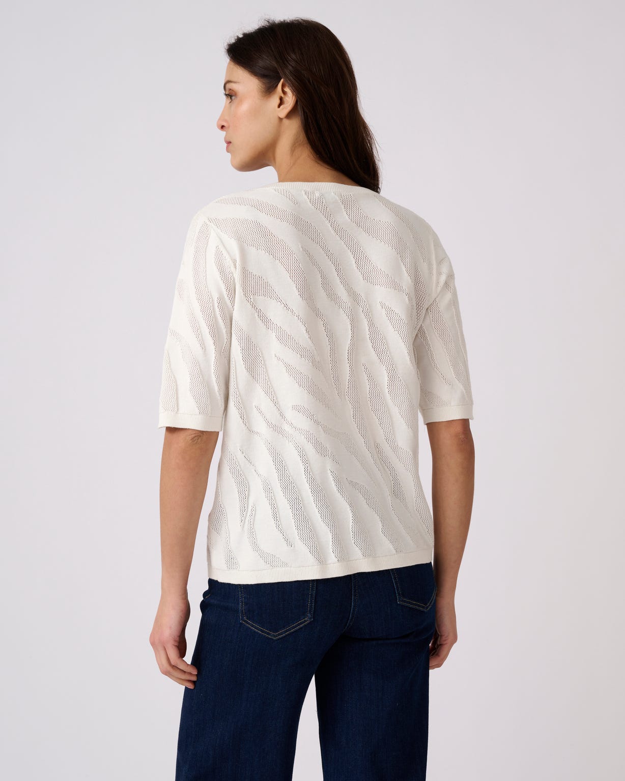Pull jeu de maille motif zébré