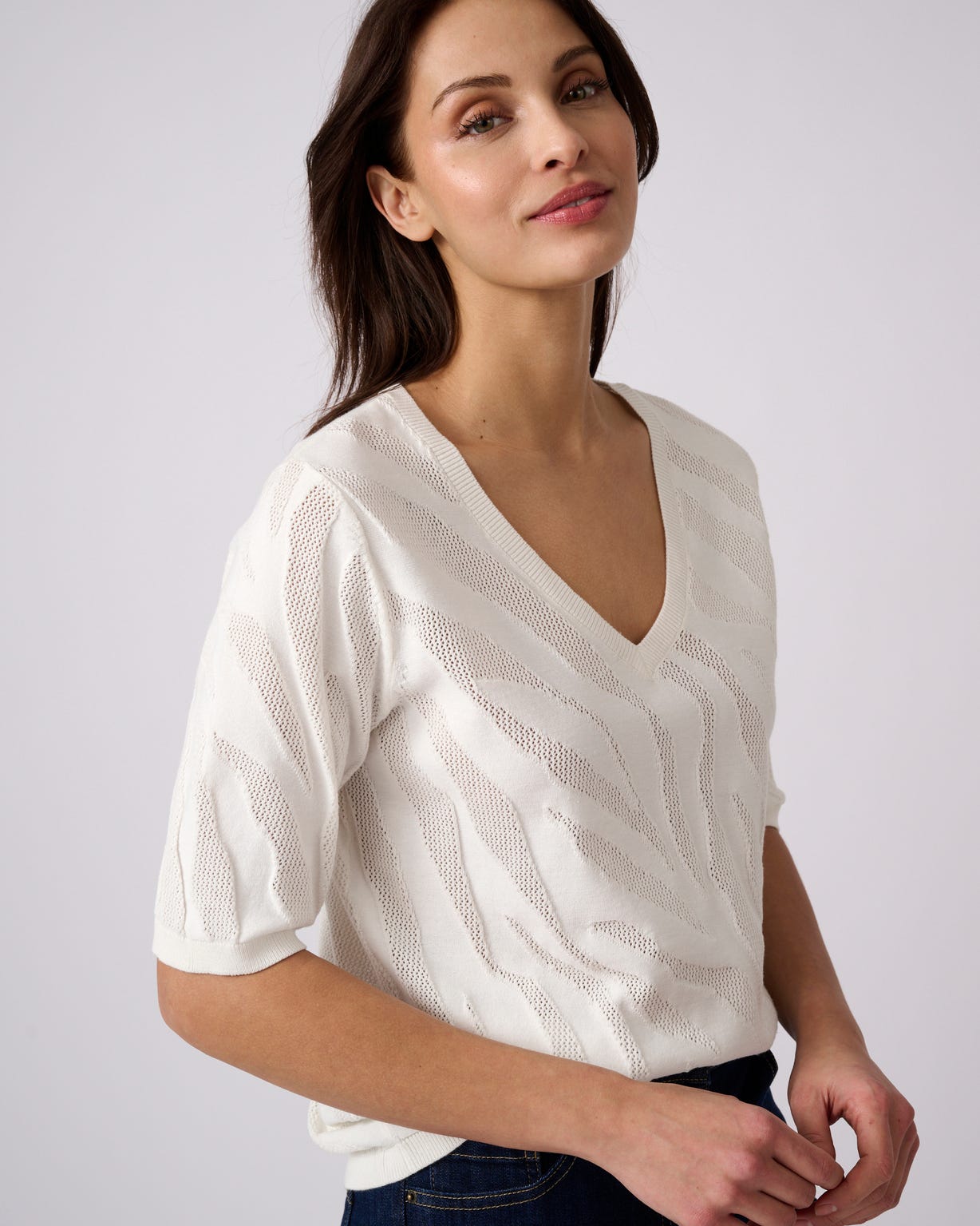 Pull jeu de maille motif zébré