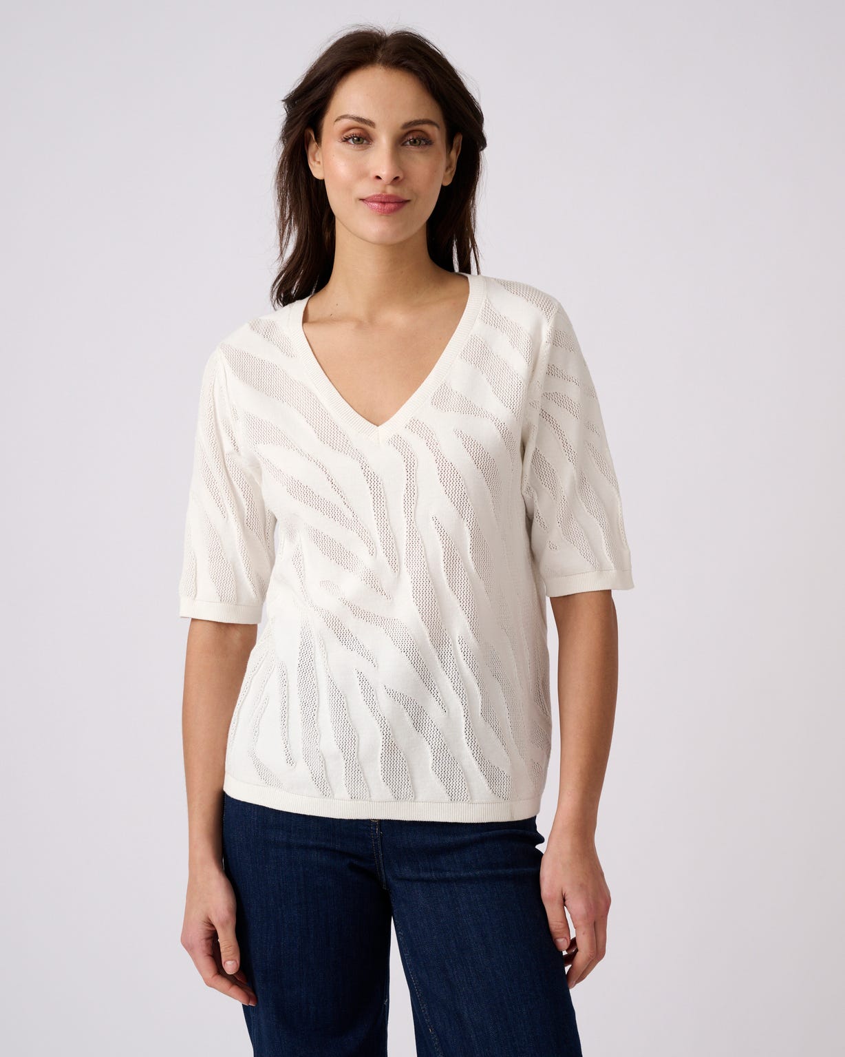 Pull jeu de maille motif zébré
