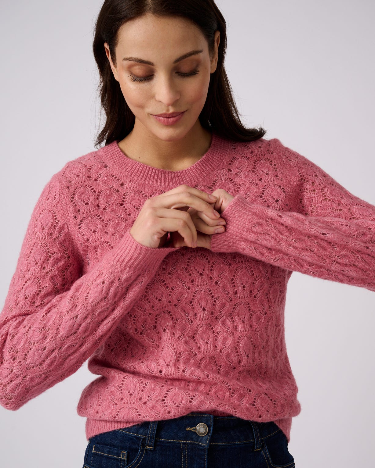 Pull ajouré mélange laine et alpaga