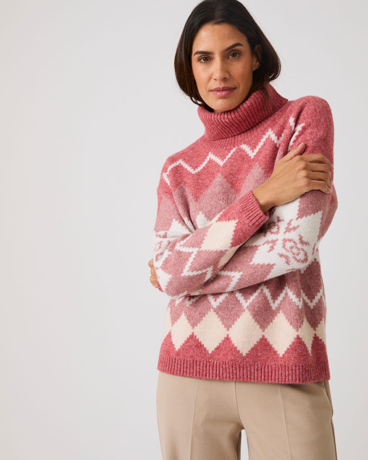 Pull jacquard col roulé Thermolactyl