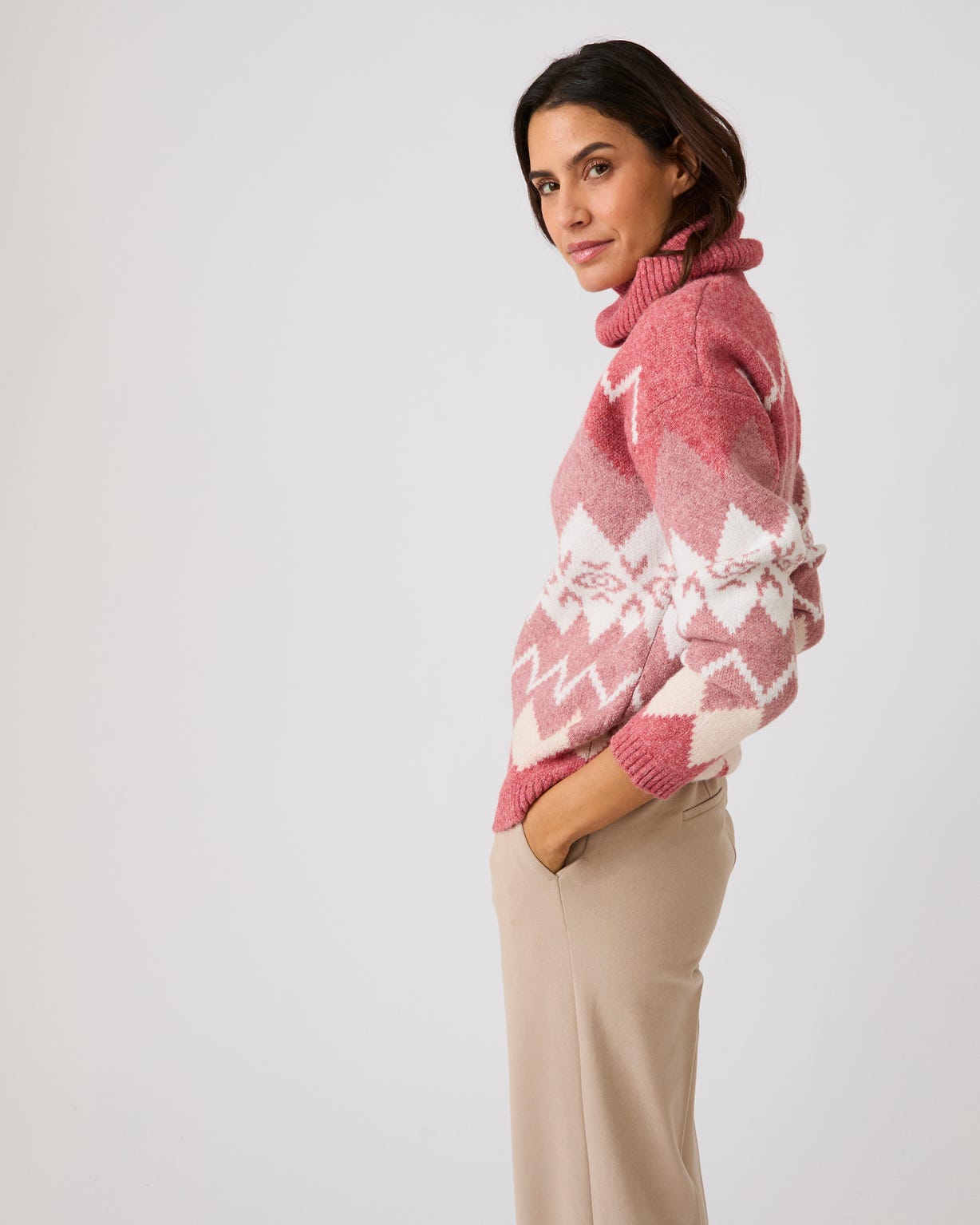 Pull jacquard col roulé Thermolactyl