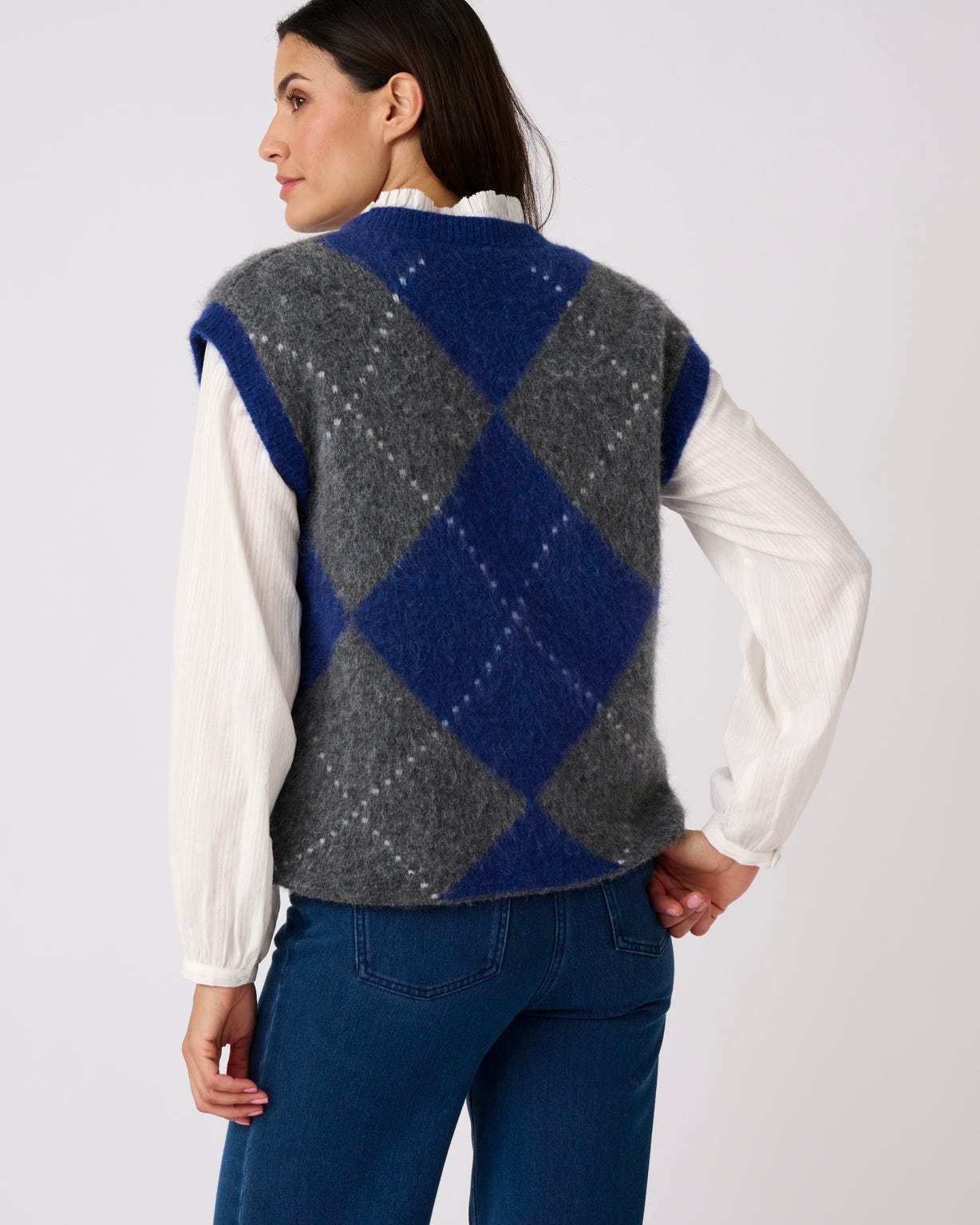 Pull sans manches maille jacquard