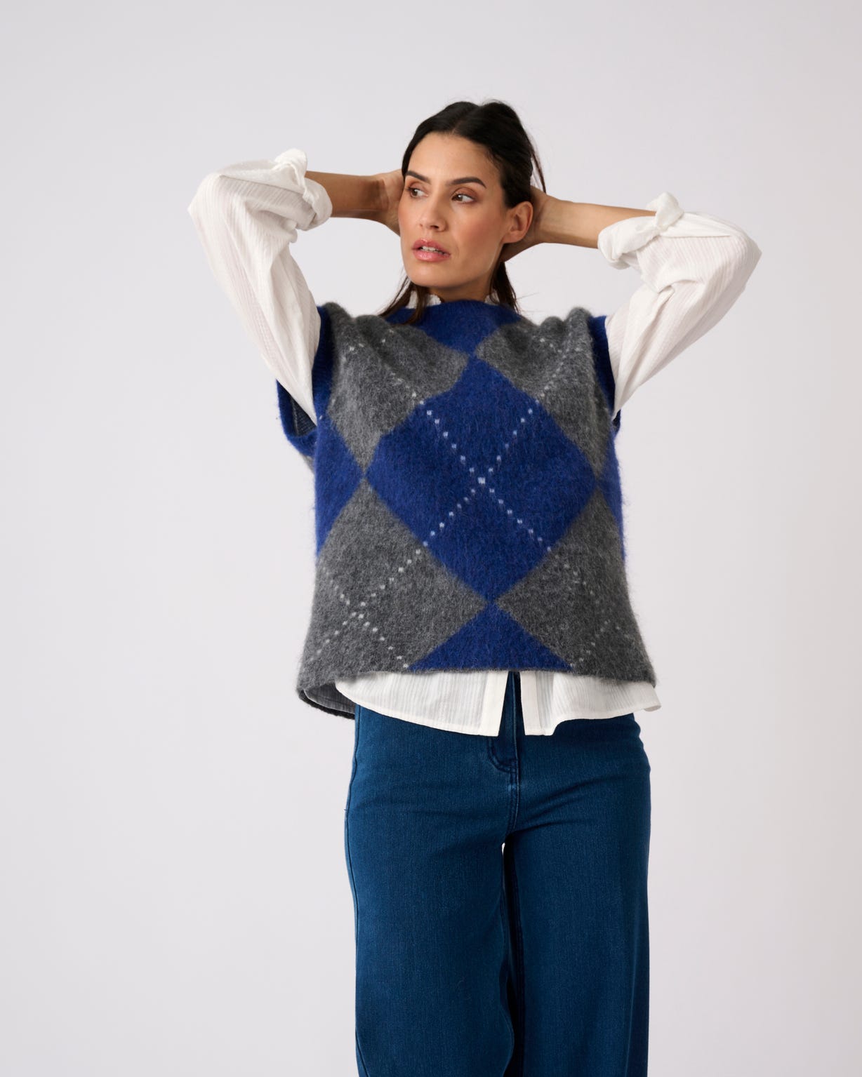 Pull sans manches maille jacquard