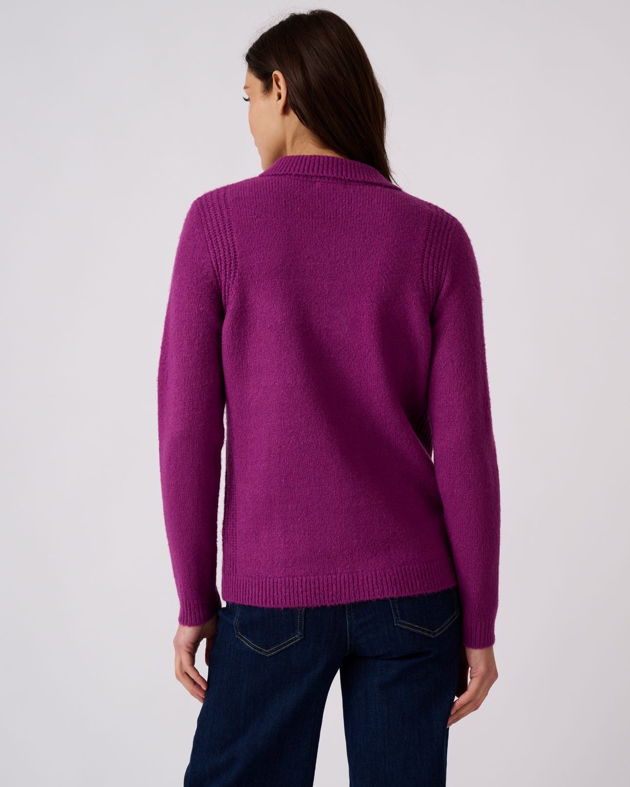Pull col polo ouvert fantaisie côtelée