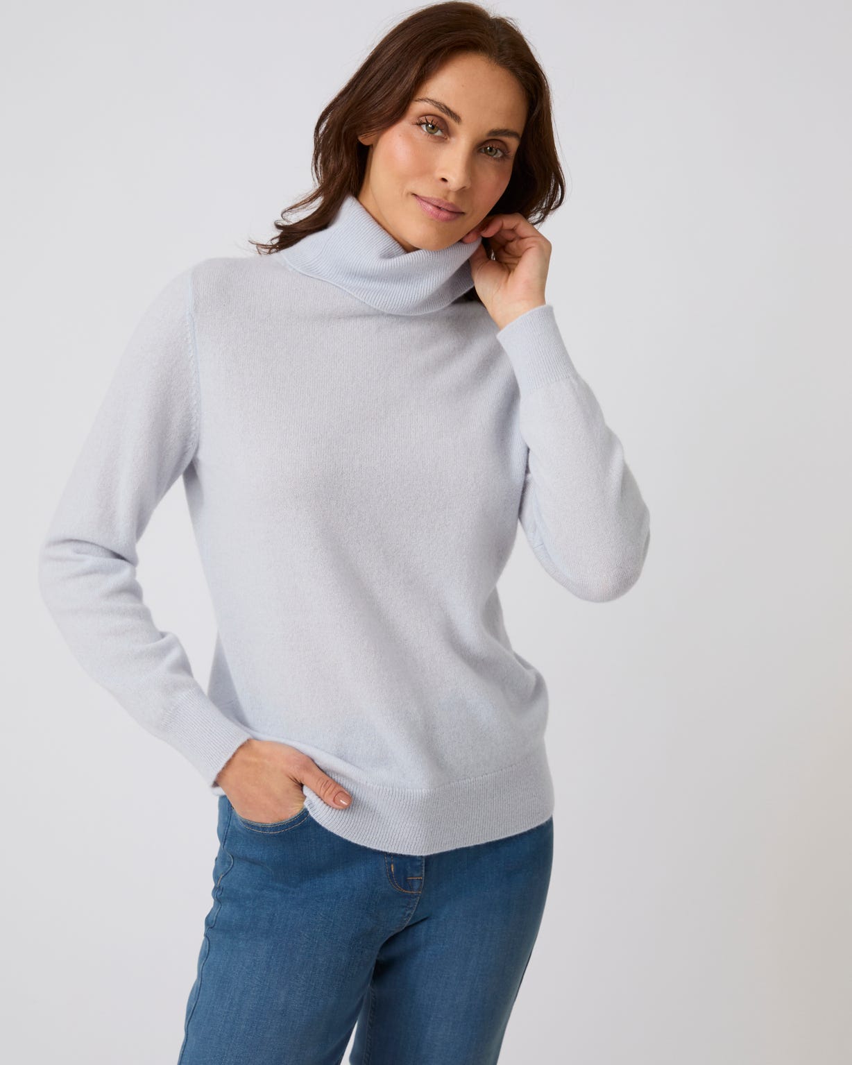 Pull col roulé pur cachemire