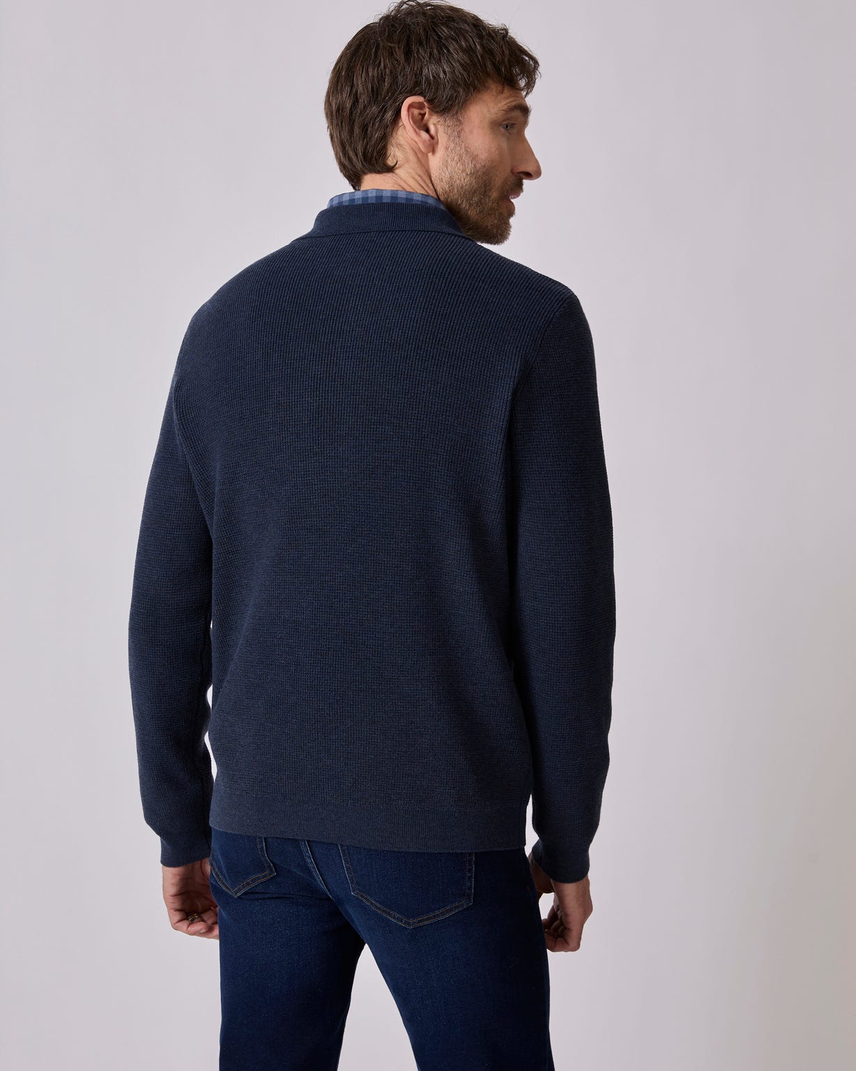 Pull Thermolactyl col polo en maille texturée.