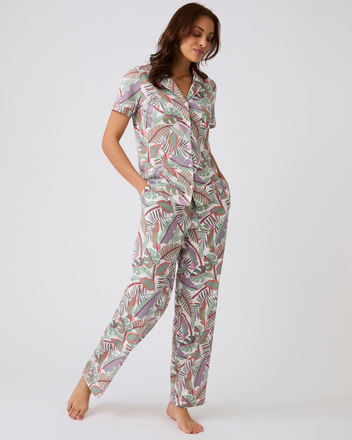 Chemise de pyjama en pur coton peigné