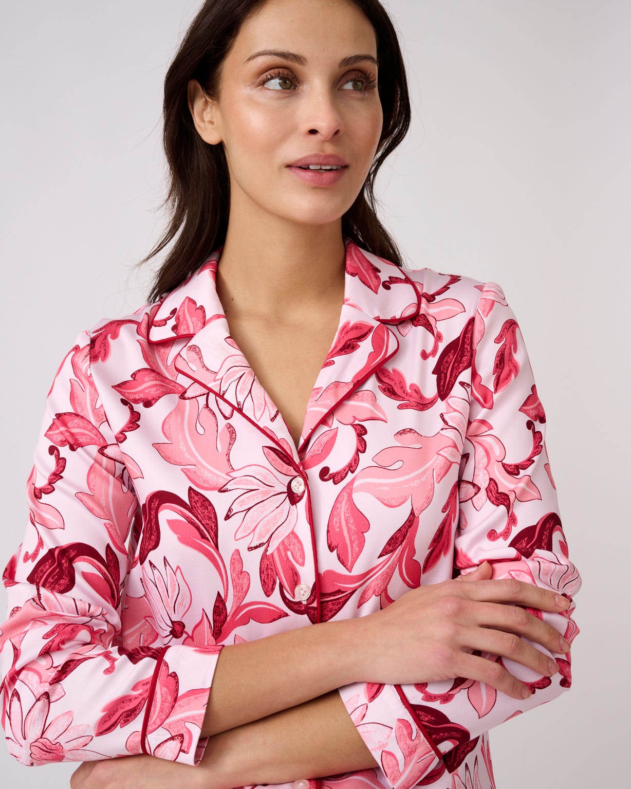 Pyjama boutonné tissu satiné