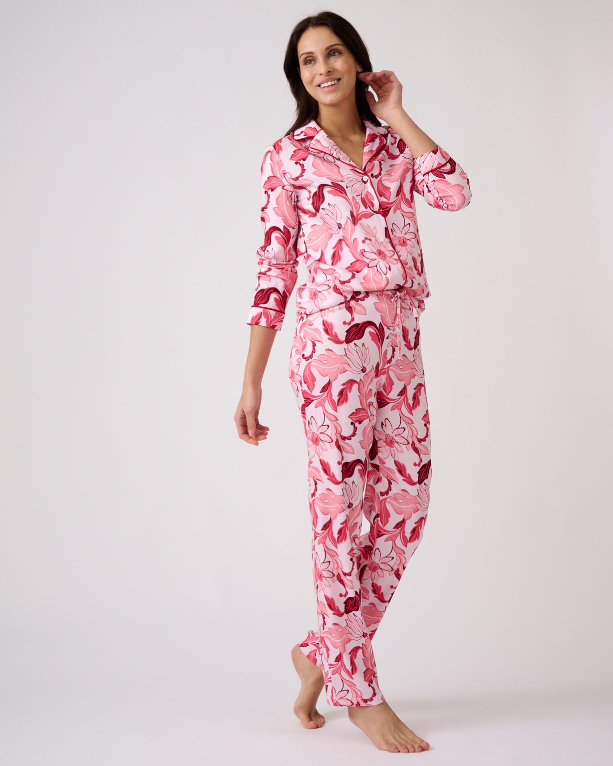 Pyjama boutonné tissu satiné