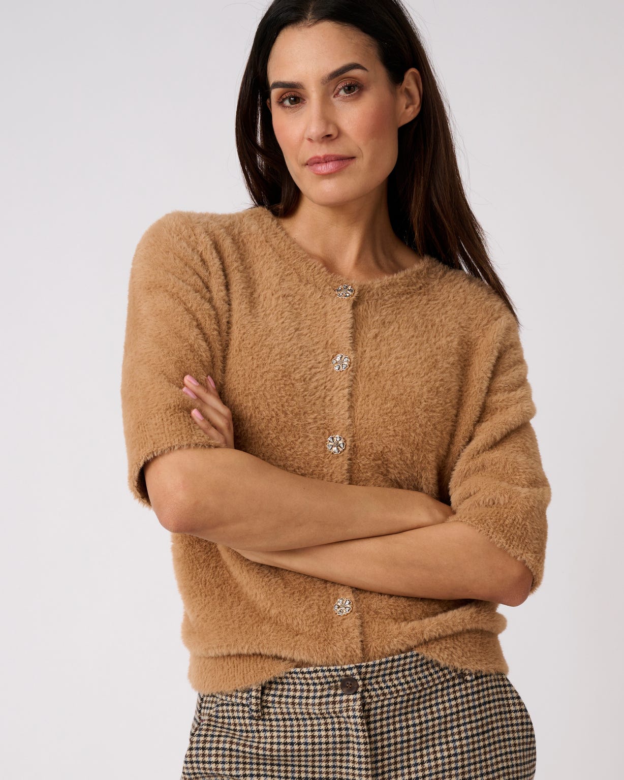 Cardigan maille poilue