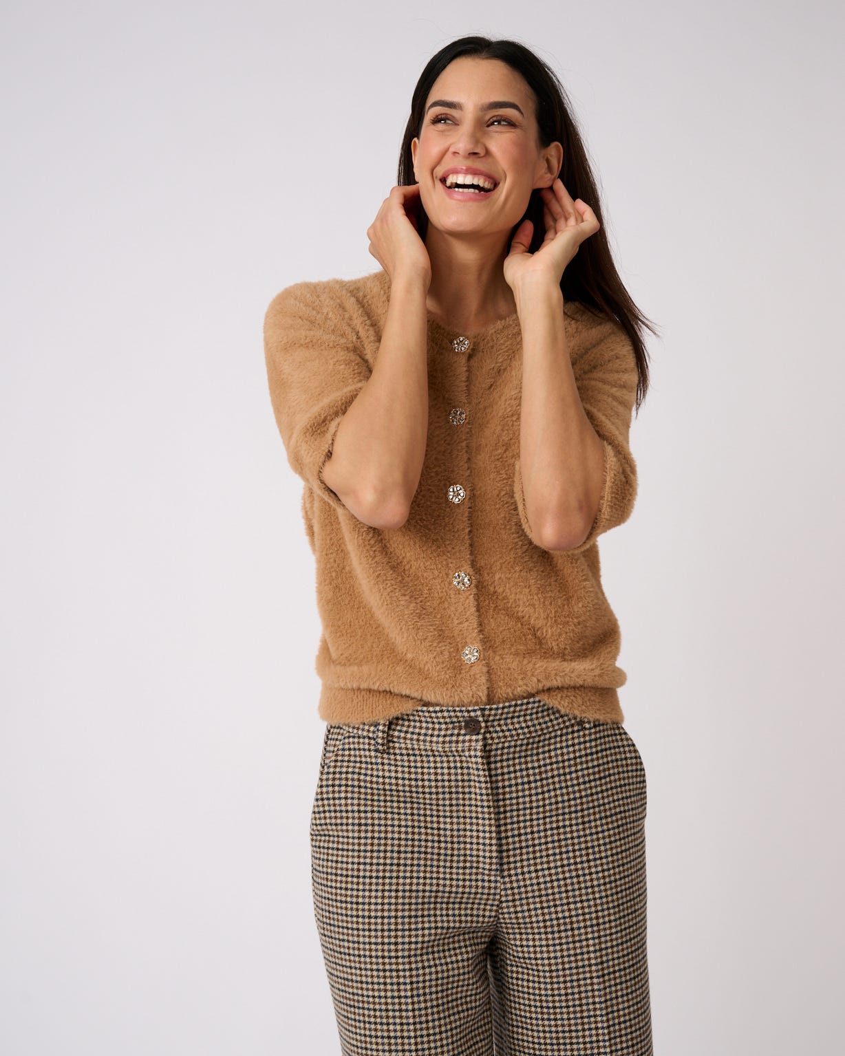 Cardigan maille poilue