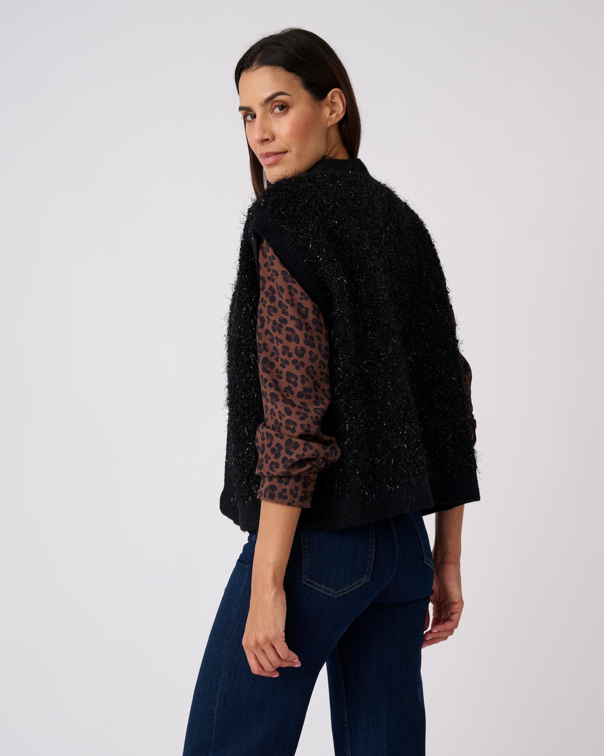Gilet sans manches maille bouclette