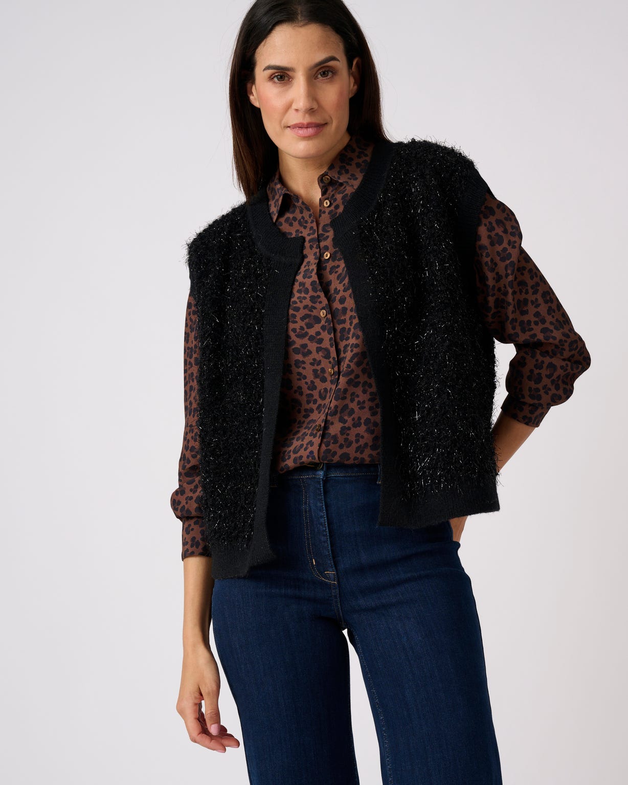 Gilet sans manches maille bouclette