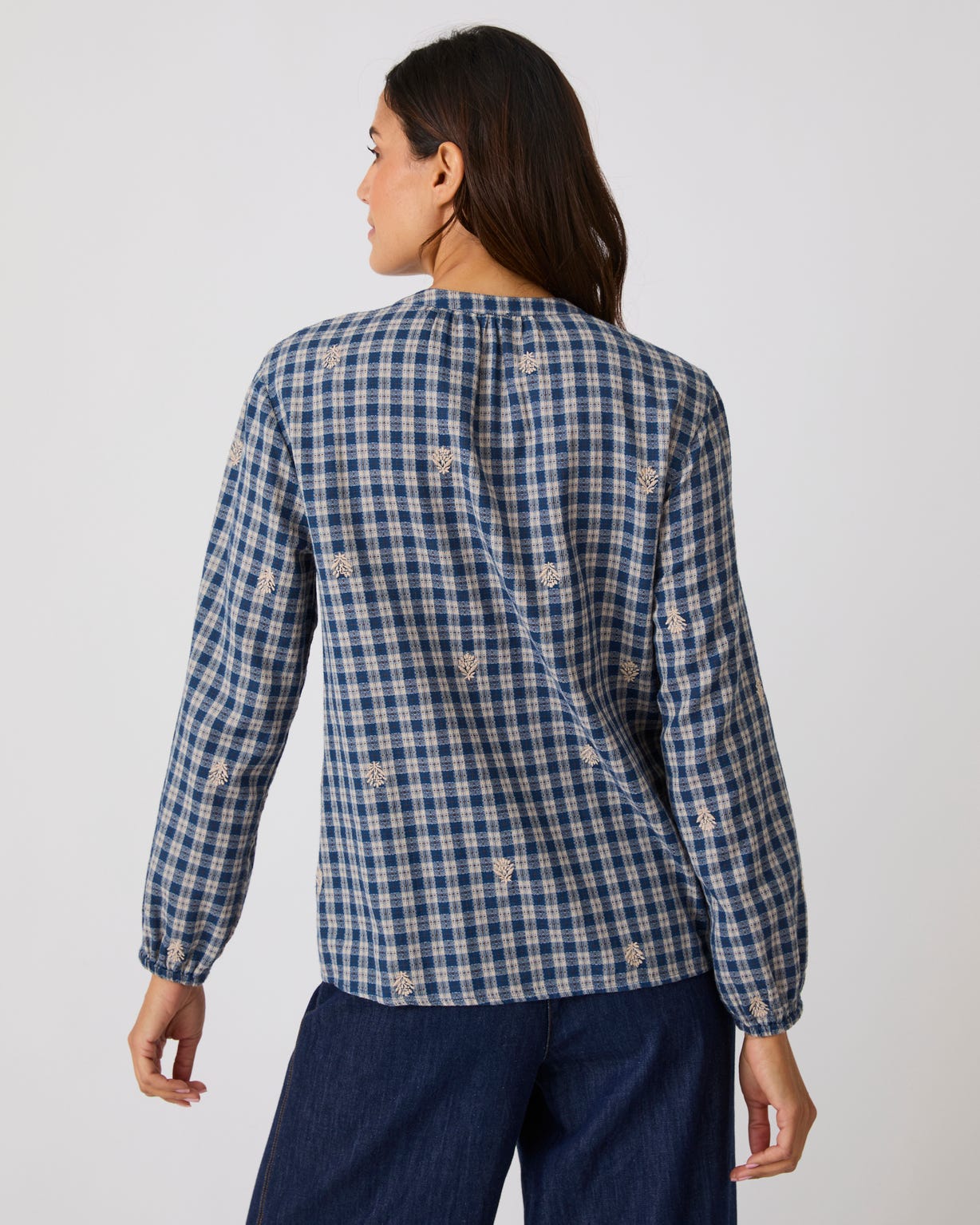 Blouse carreaux rebrodés