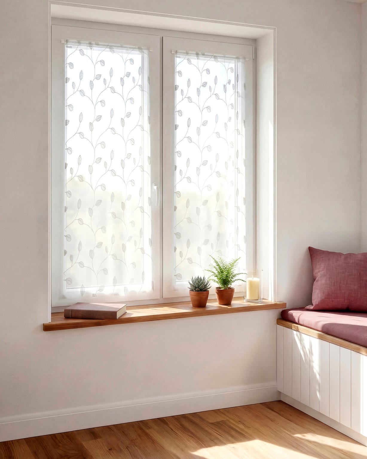 Paire de vitrages Etamine brodée
