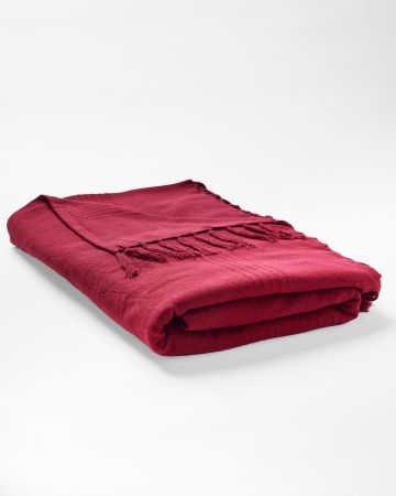 Jeté de fauteuil ou de canapé uni et rayé