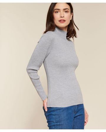 Pull-chaussette col montant 50% laine mérinos