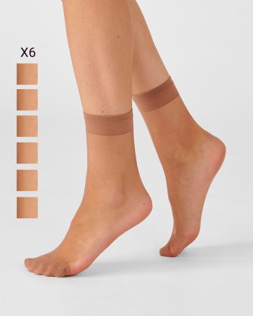 Lot de 6 paires de socquettes, voile 15 deniers
