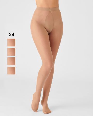 Lot de 4 collants mousse 20 deniers spécial "hanches fortes".