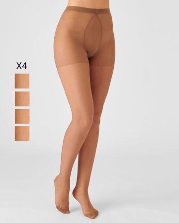 Lot de 4 collants mousse 20 deniers spécial "hanches fortes".