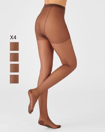 Lot de 4 collants mousse 20 deniers spécial "hanches fortes".