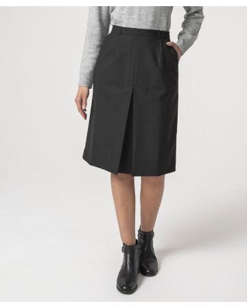 Jupe pli creux, lainage aspect flanelle