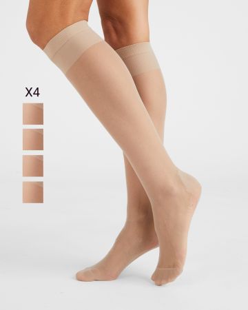 Lot de 4 paires de mi-bas mousse 20 deniers.