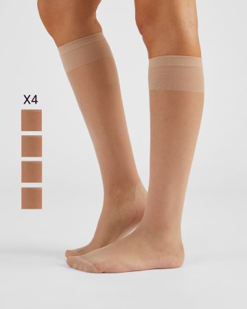 Lot de 4 paires de mi-bas voile 20 deniers.