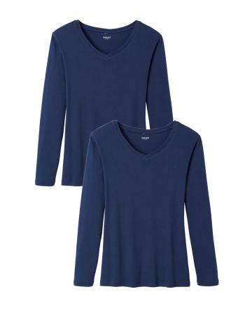 Lot de 2 tee-shirts Essential col V, manches longues