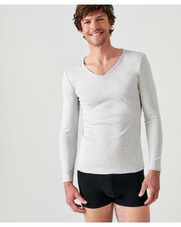 Tee-shirt col V, maille interlock Thermolactyl