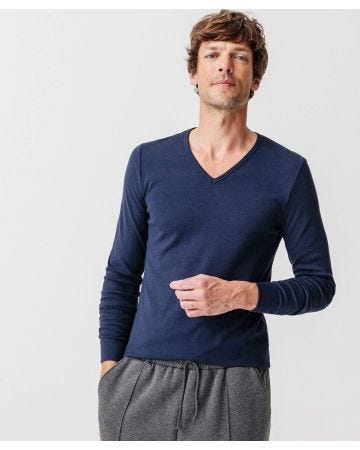 T-shirt col V, maille interlock Thermolactyl